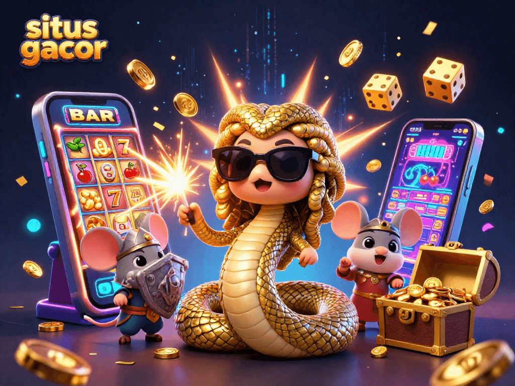 Slot gacor yang mengasyikkan dengan Medusa lucu dan simbol jackpot di tengah huru-hara permainan