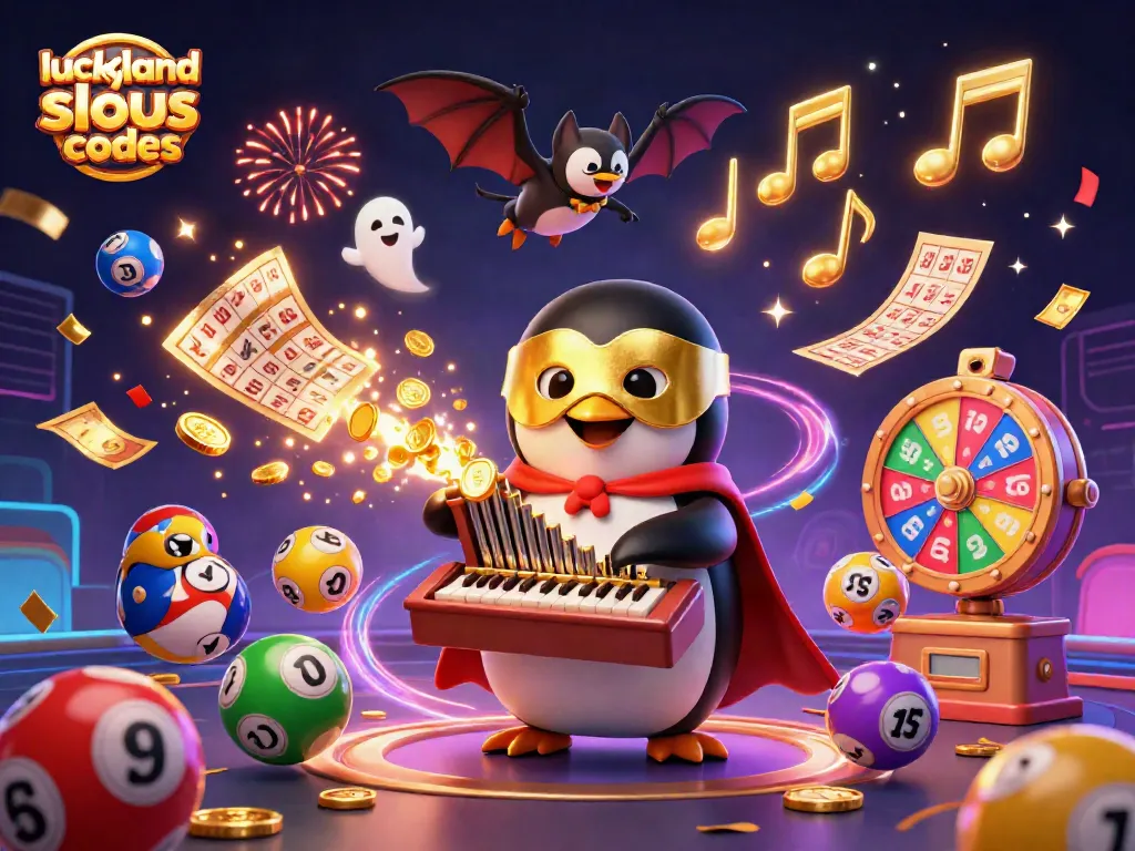 Play with luckyland slots bonus codes and enjoy free coins in dynamic 3D themed casino illustration.