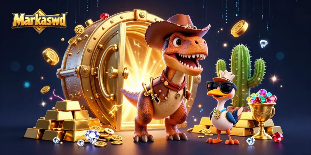 Win big in the vibrant Markaswd casino scene with animated characters and treasure galore.
