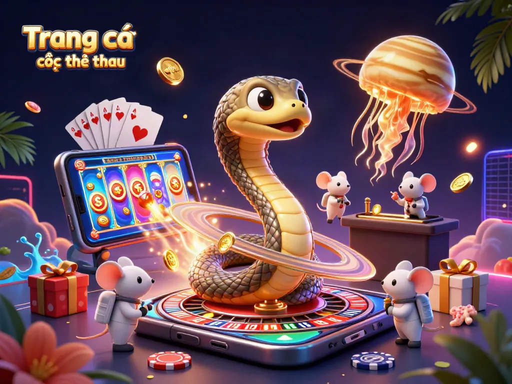 Bet on Trang cá cược thể thao with cosmic characters in a vibrant 3D casino scene