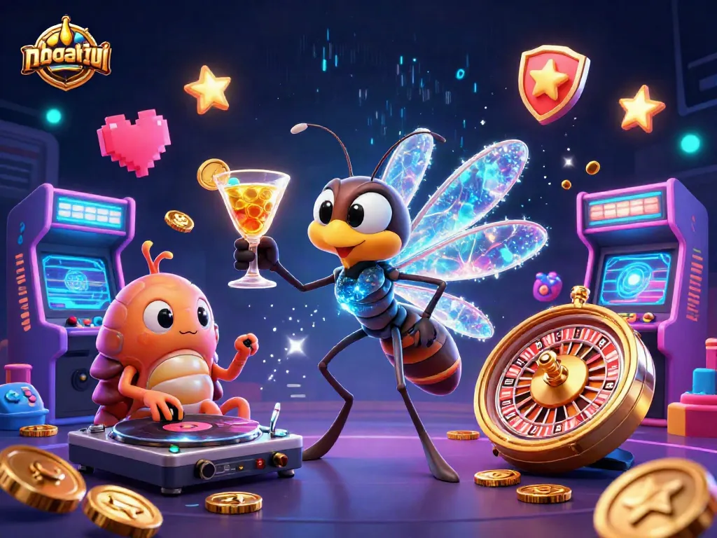 nhacaiuytin showcases a vibrant casino scene with a unique mascot and interactive gaming elements.