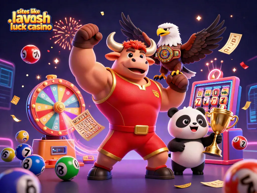 Play exciting games like Lavish Luck Casino with vibrant character mascots and dynamic elements.