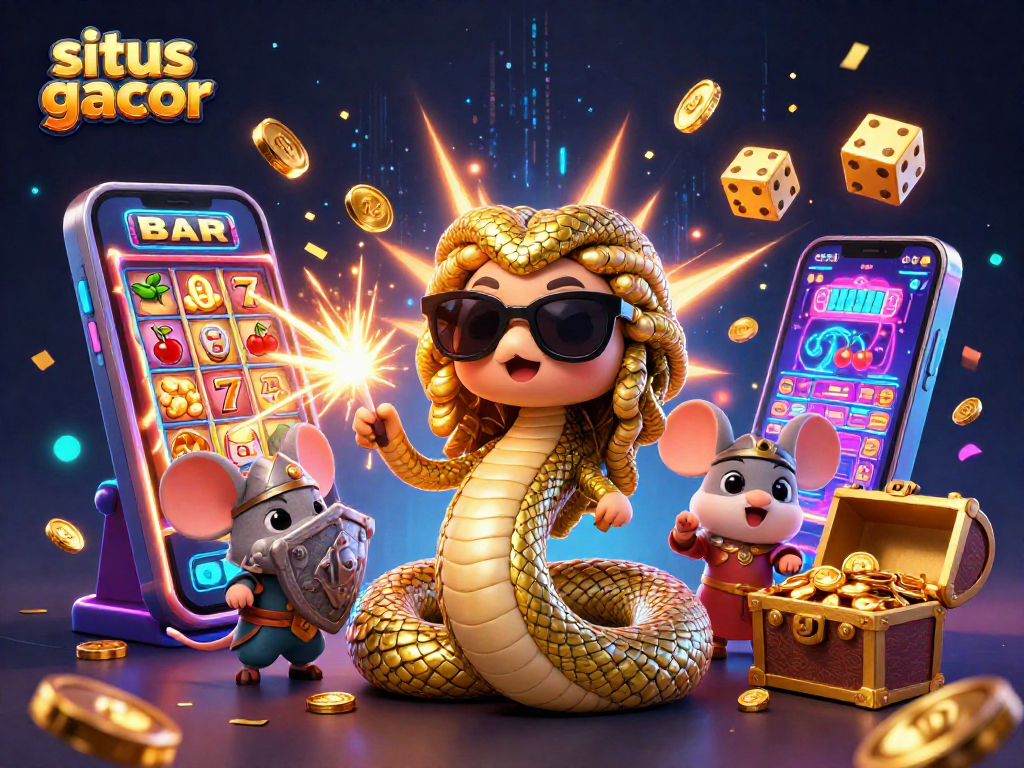 Slot gacor yang mengasyikkan dengan Medusa lucu dan simbol jackpot di tengah huru-hara permainan