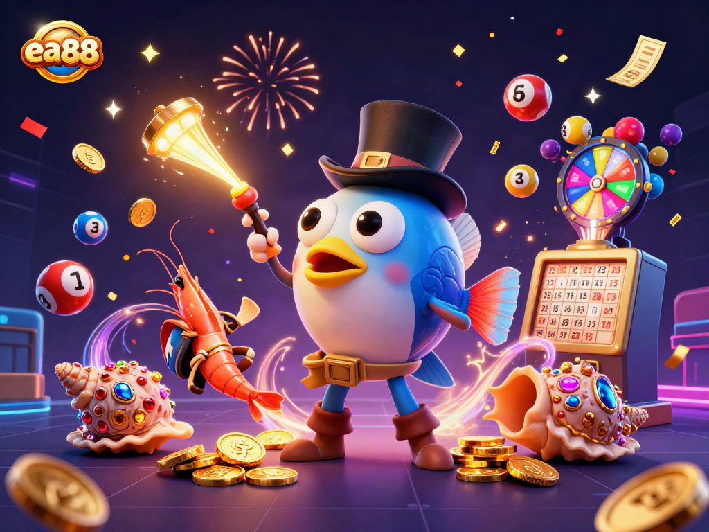 Experience exciting wins at ea88 with vibrant 3D illustrations of lottery games filled with prizes and fun!
