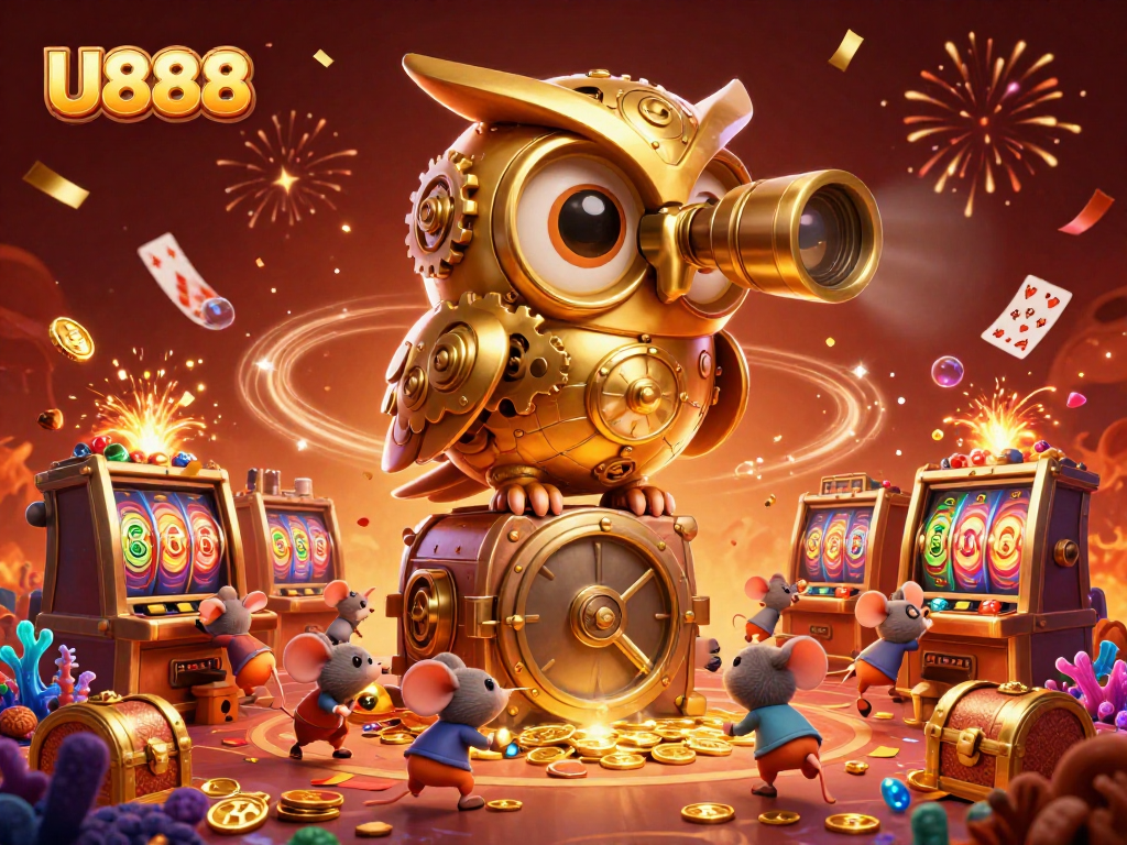 Engage in thrilling slot gameplay at U888, featuring vibrant 3D elements and dynamic game action.