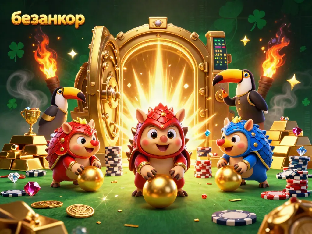 Betting frenzy with pangolins rolling through poker chips and golden rewards at безанкор casino.