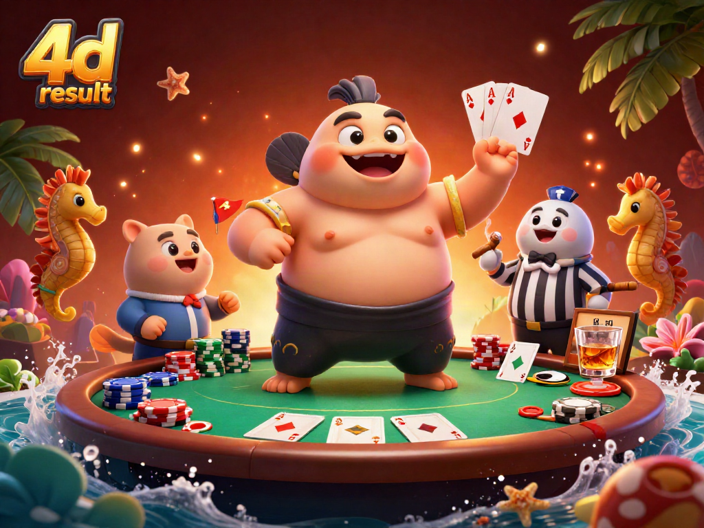 Experience the excitement of 4d result with a vibrant illustration featuring engaging gambling elements.