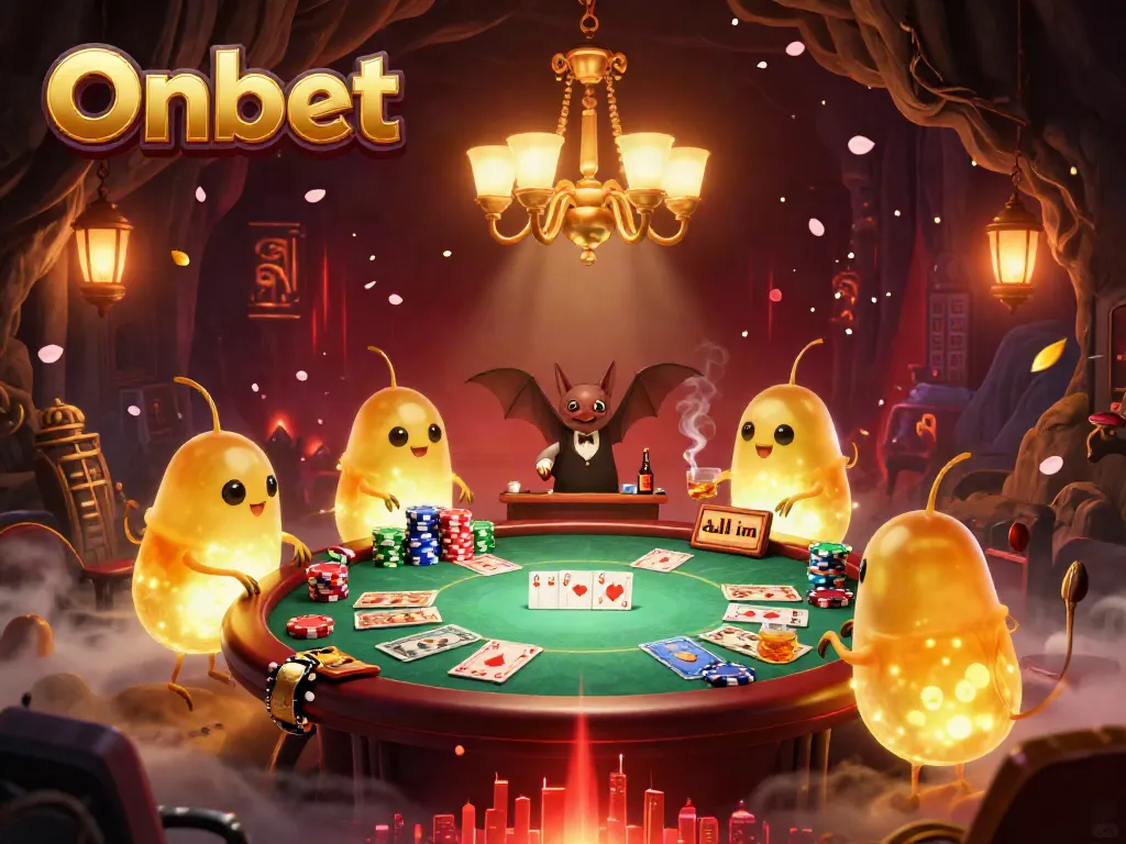 Watch glowworms light up a thrilling Onbet casino scene with dynamic poker action.