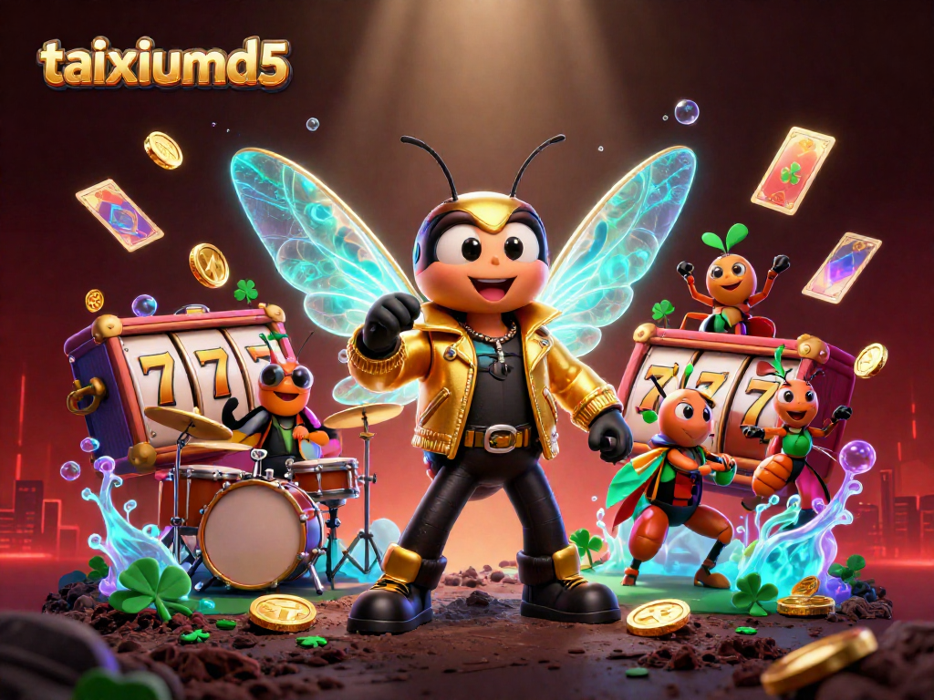Experience taixiumd5 with vibrant casino excitement featuring animated characters and spinning slot reels.
