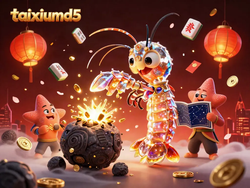 Experience the vibrant action of taixiumd5 with galactic characters interacting amidst floating casino elements and explosive treasure.