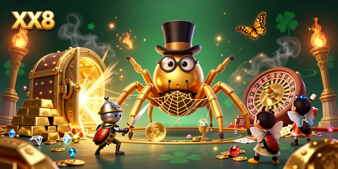 Experience the thrill of XX8's live casino with golden tarantula and brave beetle knight.
