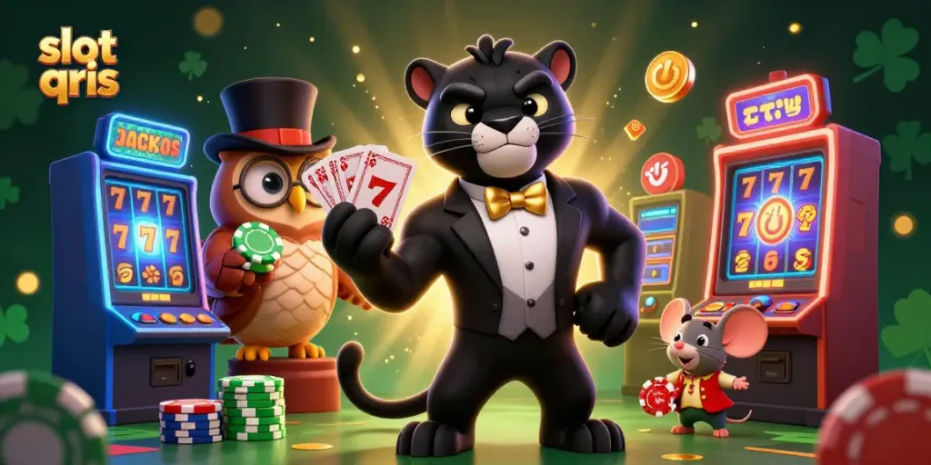 Experience thrilling slot qris gameplay with vibrant characters and dynamic casino elements.