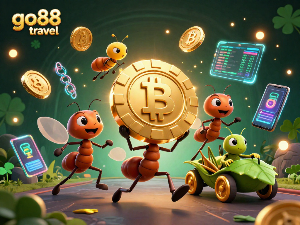 Chơi game đổi thưởng tại Go88 Travel với chip poker khổng lồ trong một bầu không khí sôi động.