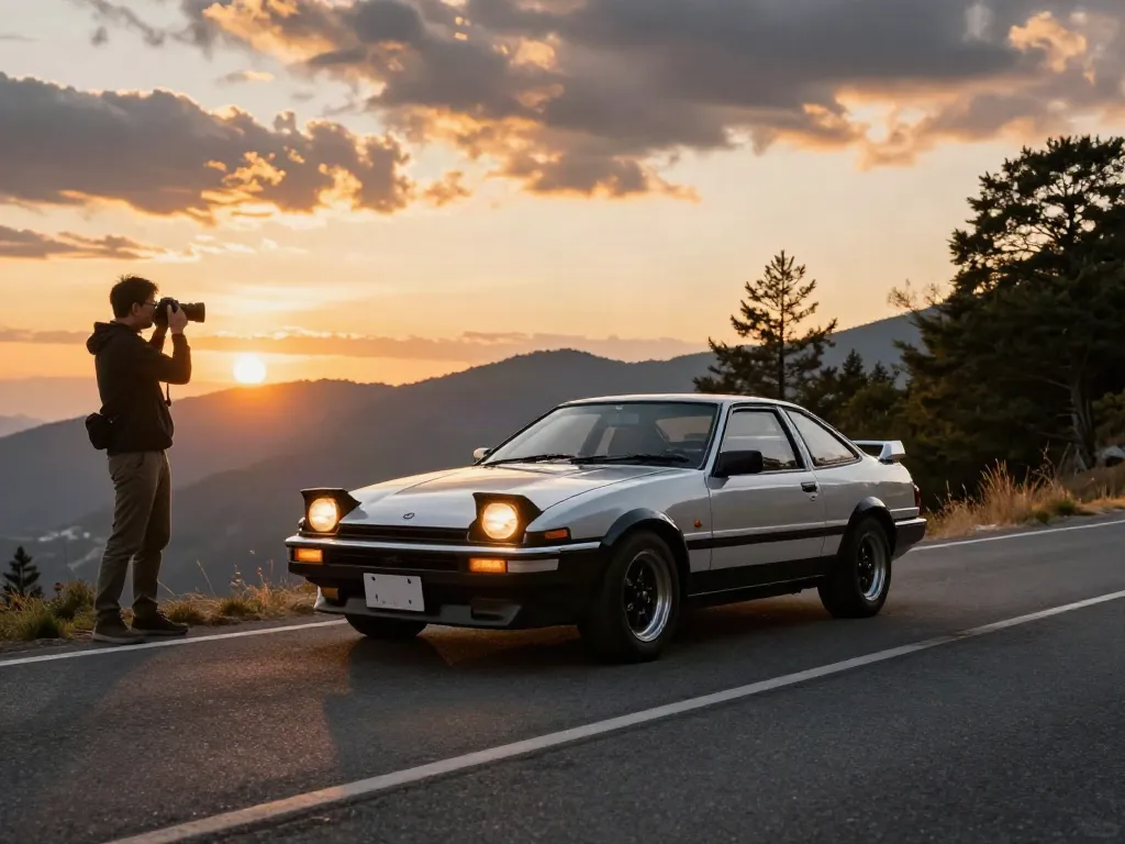A classic Toyota Supra A80 parked at sunset, showcasing the A80 platform's design and allure.