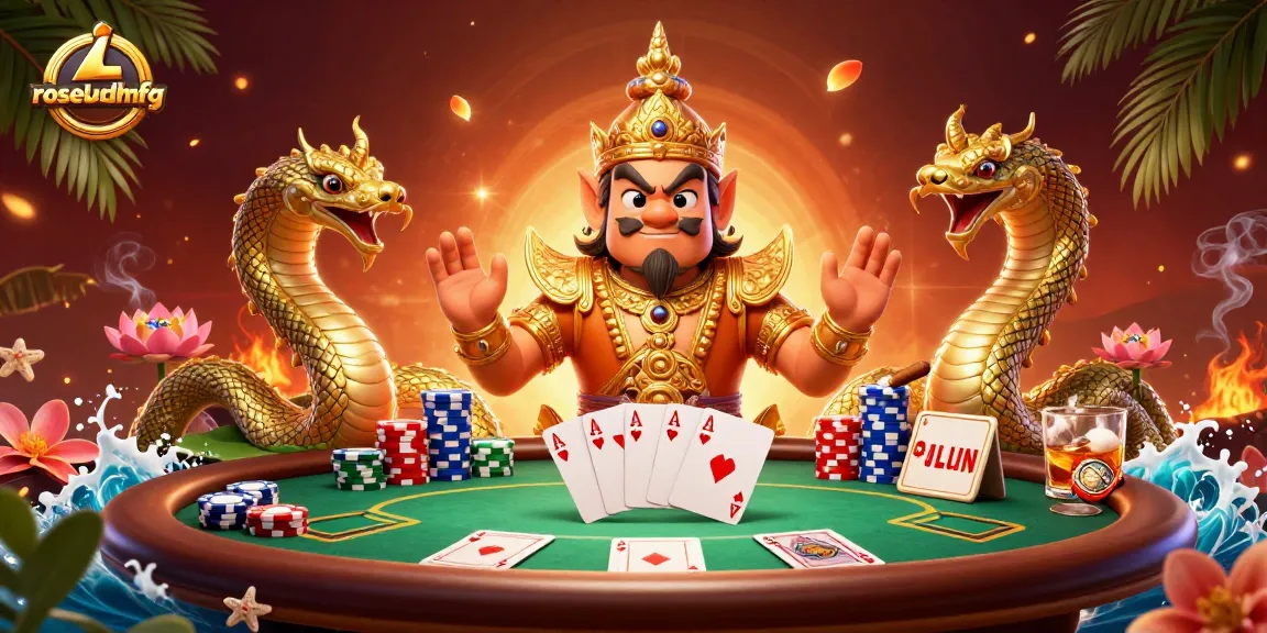 Bet big with rosebudmfg in this lively 3D casino scene featuring poker action and vibrant characters.