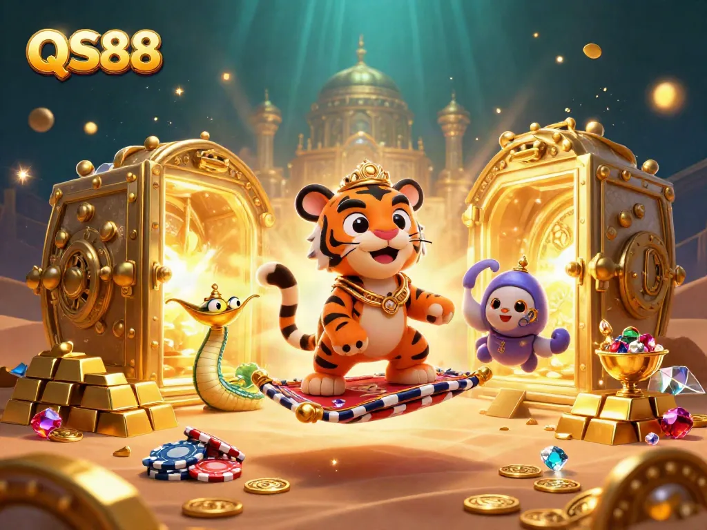 Experience the vibrant QS88 gaming scene with a dazzling tiger sultan and treasures galore.