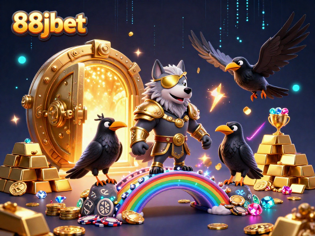 Engage with 88jbet's immersive casino experience featuring Norse mythology-themed characters in vibrant settings.