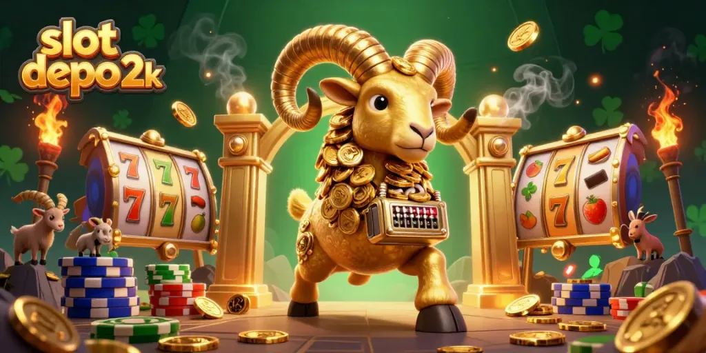 Spin the slot depo 2k reels with vibrant golden elements and colorful game graphics.