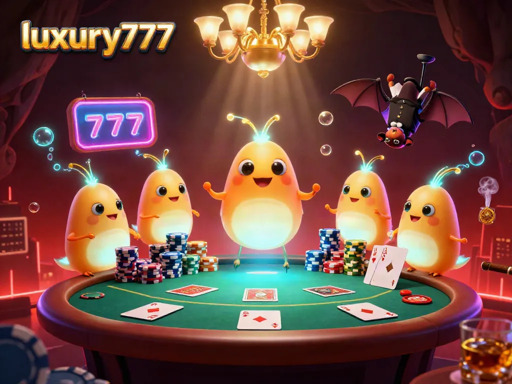 Experience thrilling wins at luxury777 with vibrant glowworms illuminating a lively casino scene.