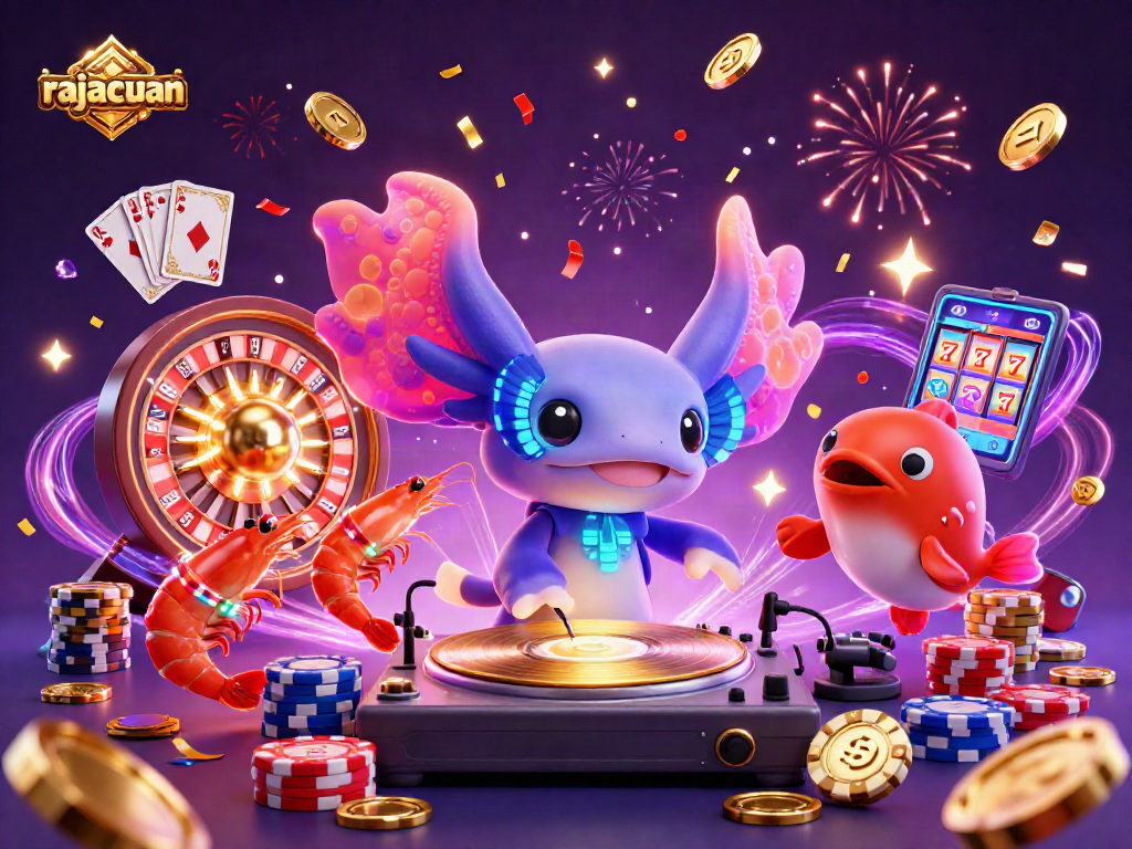 Experience rajacuan's thrilling casino scene with vibrant characters and dynamic gaming elements.