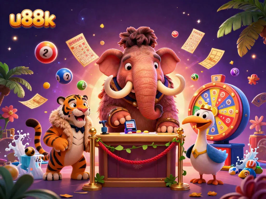 Engage with u88k's vibrant casino scene featuring lively characters and dynamic gaming elements.