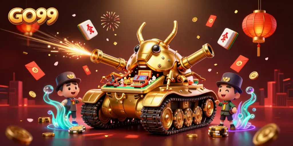 Engage in action-packed play at GO99, exploring a vibrant miniature casino within a golden beetle tank.