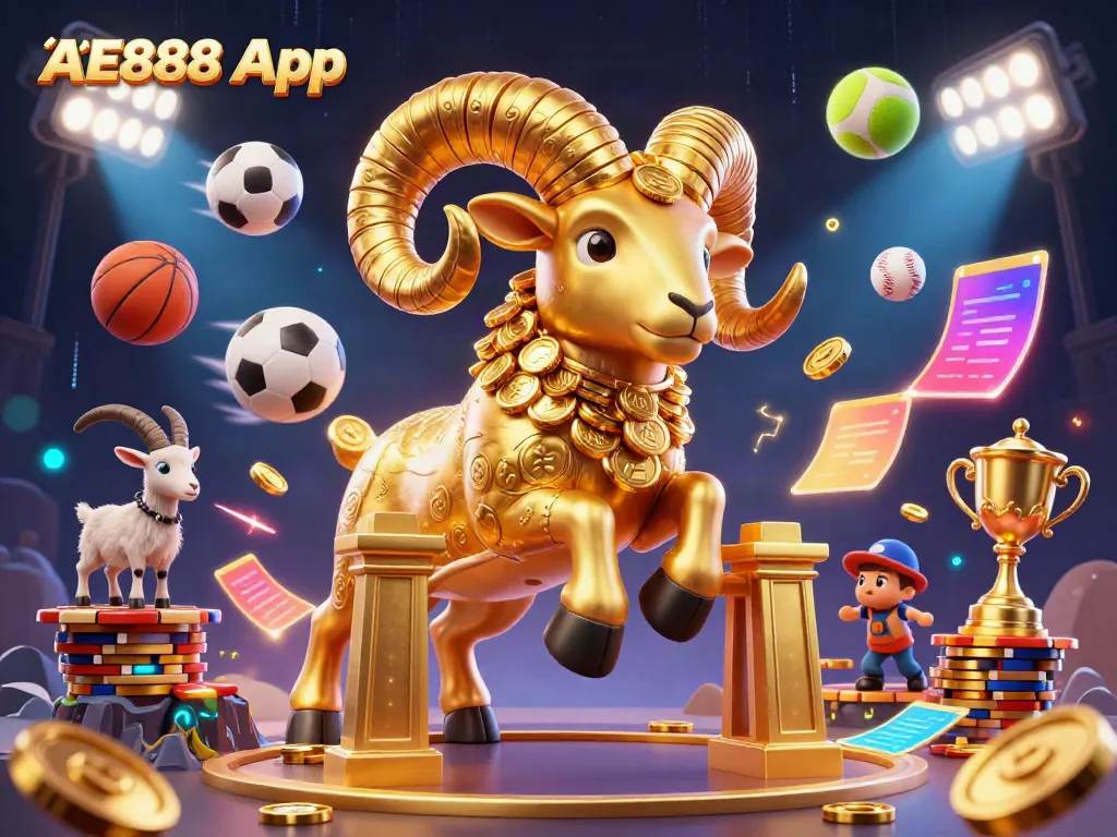 Engage with the AE888 App through a vibrant, action-filled gambling illustration showcasing excitement and entertainment.