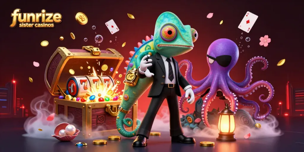 Discover funrize sister casinos with exciting slot gaming and vibrant visuals in a dynamic casino scene.