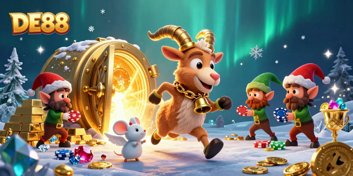 Experience the thrill of DE88 casino with festive characters engaging in gambling excitement.