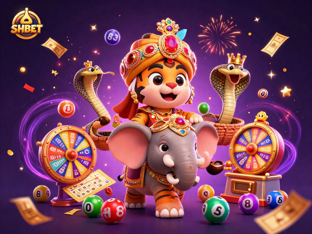 Experience the excitement of SHBET with vibrant lottery elements and the majestic maharaja.