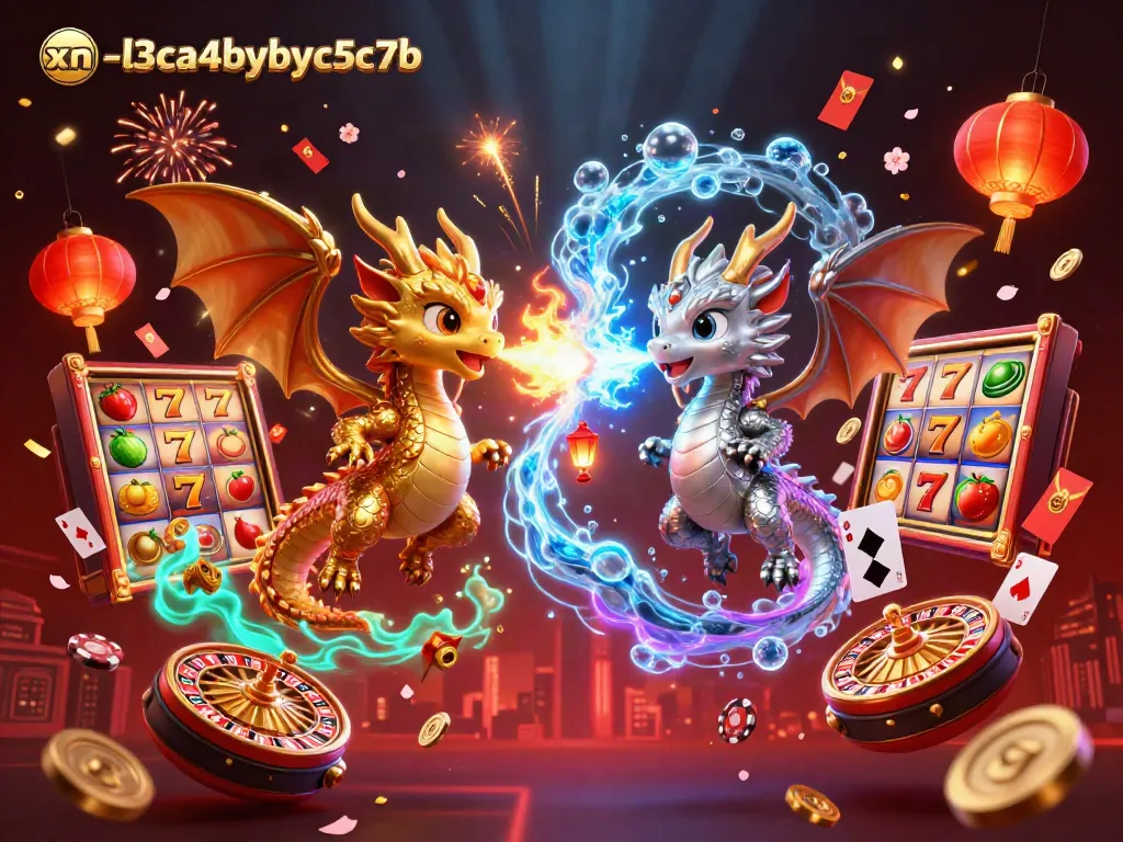 Visualize xn--l3ca4bybyc5c7b's gaming excitement with vibrant dragons and dynamic casino elements.