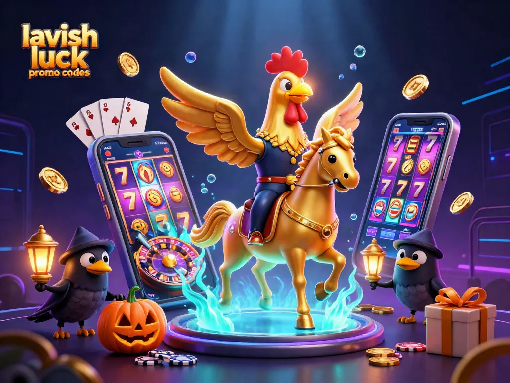 Engage with lavish luck promo codes for exciting casino offers with golden rooster and casino elements in action.