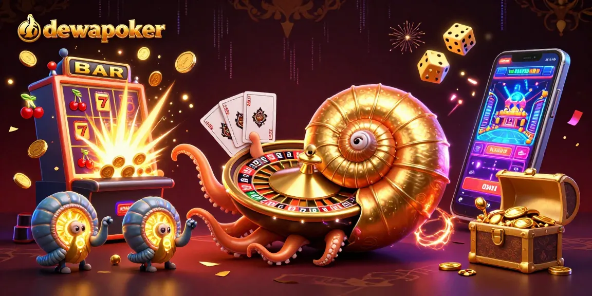 Dewapoker illustration showcasing a vibrant casino scene with dynamic gaming elements and characters.