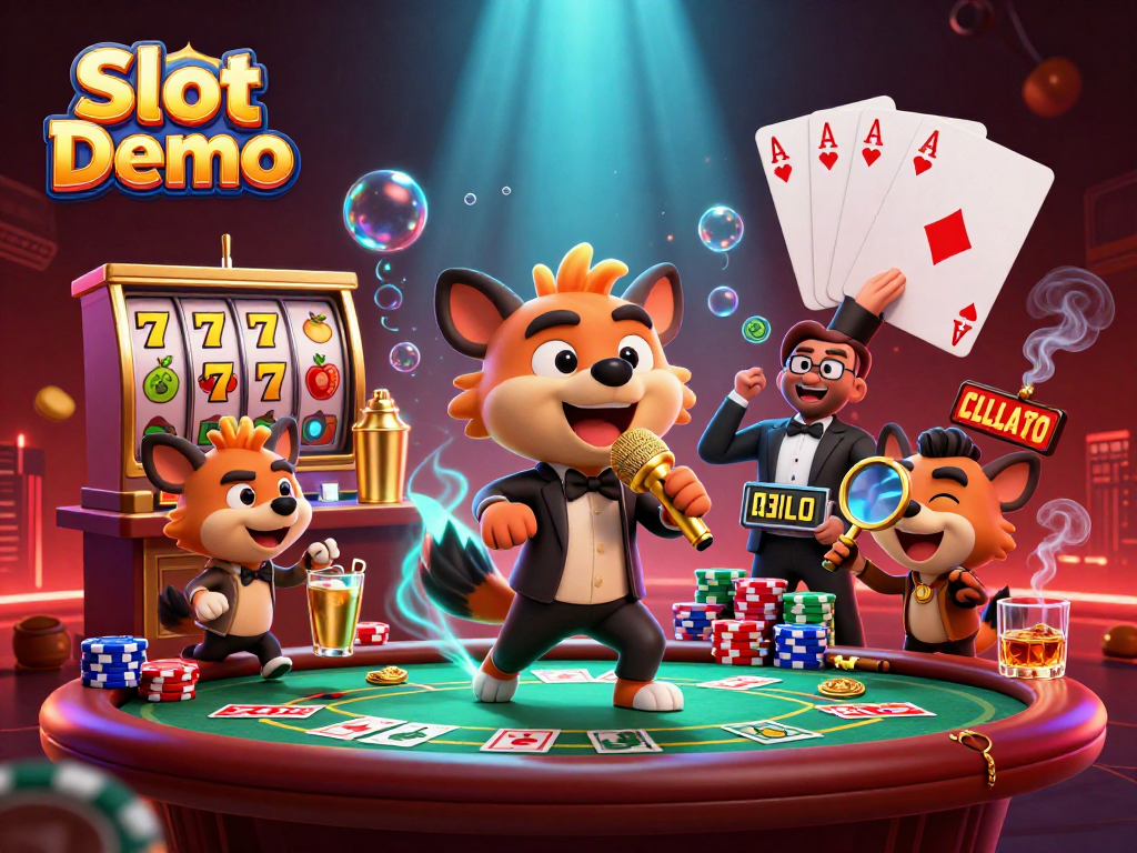 Engaging Slot Demo featuring hyenas at a comedy casino club with vibrant games & characters.