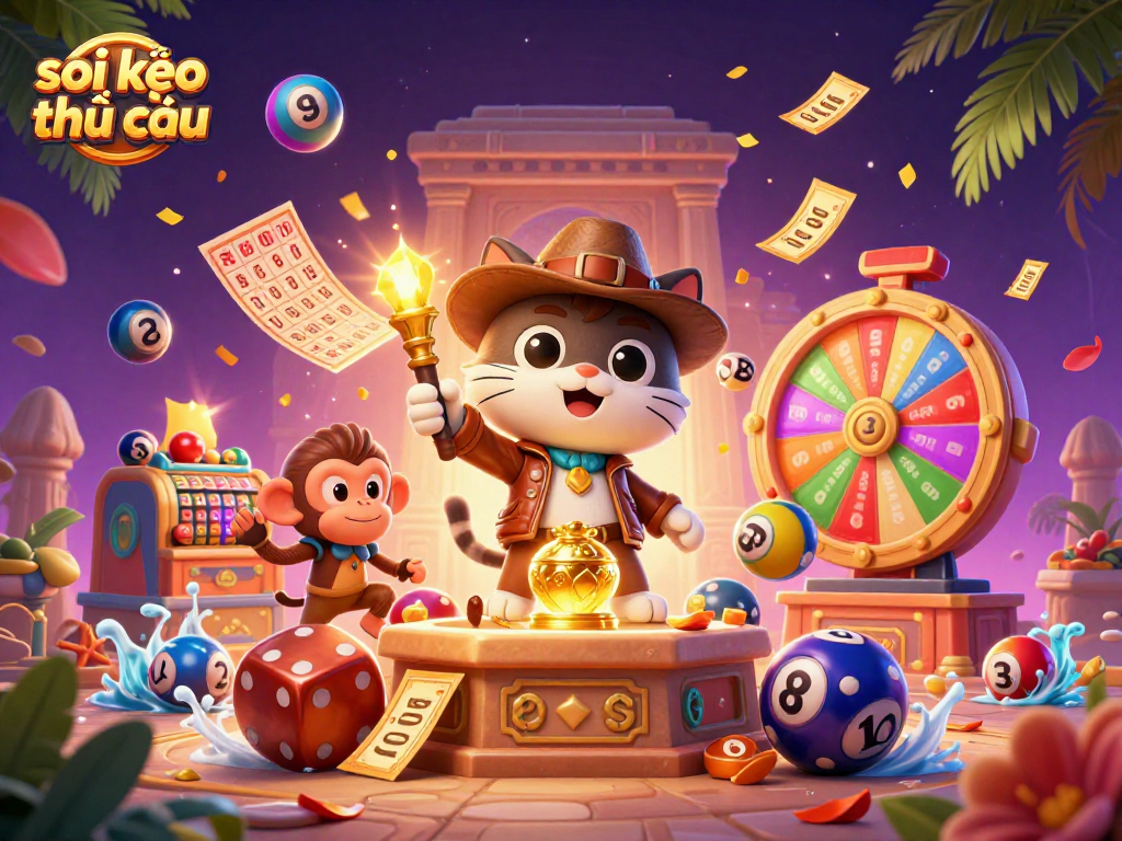 Engage with soi kèo nhà cái through this vibrant 3D scene of adventure in a casino-themed world.