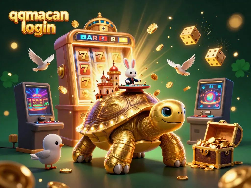 Engage in thrilling gameplay with qqmacan login amidst vibrant 3D casino elements and rich graphics.
