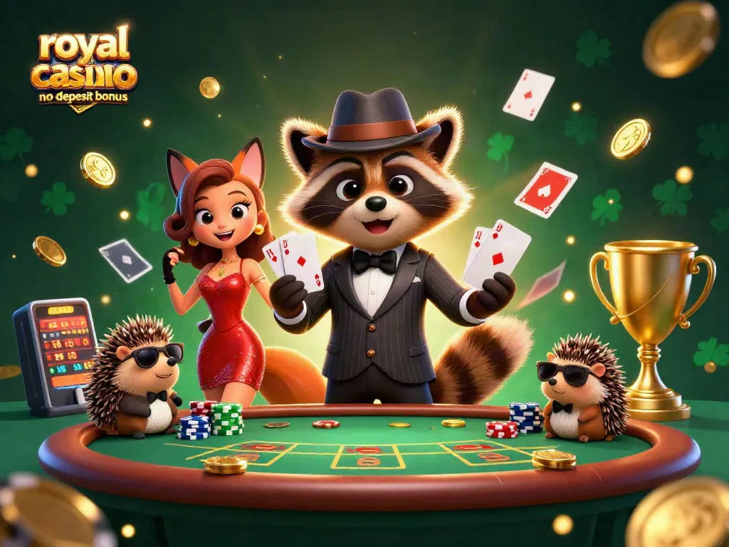 Win big with royal ace casino no deposit bonus in a vibrant 3D poker scene featuring immersive characters.