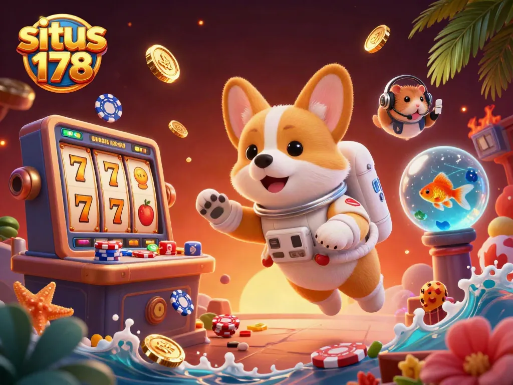 situs 178 menghadirkan pengalaman kasino luar angkasa yang menakjubkan dengan corgi astronot dan elemen permainan yang berkilauan.