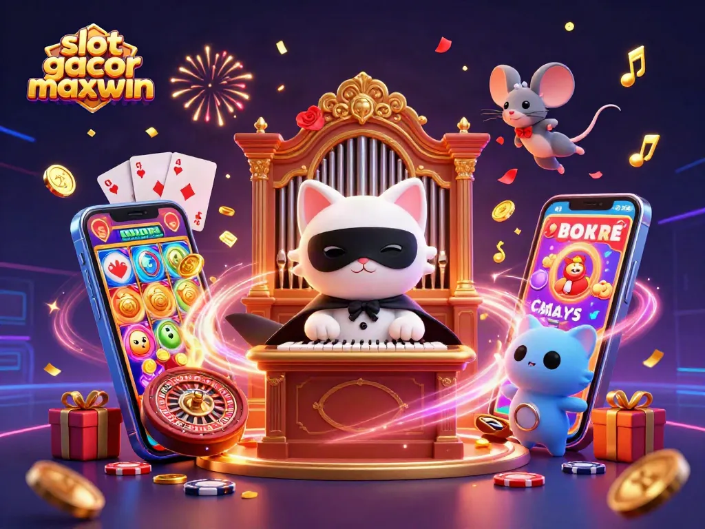 Experience the thrill of slot gacor maxwin with a vibrant 3D casino scene featuring exciting gaming elements.