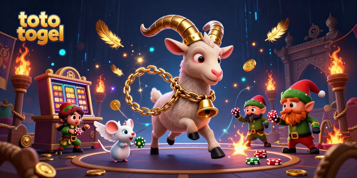 Engage in exciting toto togel games amid a festive casino by Krampus, with chaotic elf gremlins.